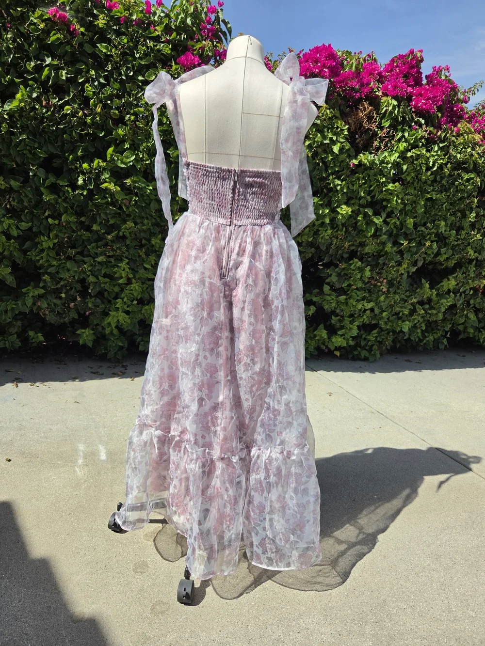 Petal & Pup Floret Bow Strap Midi Dress M Purple Floral Organza New / No Tags - Picture 6 of 8